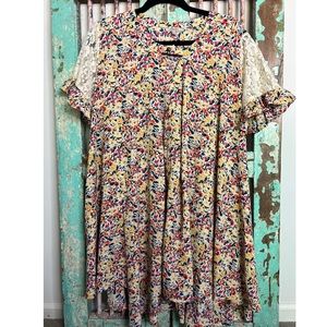 Floral Lace Sleeve Babydoll Dress